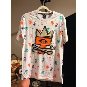 Switch Remarkable Mens White Graphic T-Shirt All Over Skull Print Size L